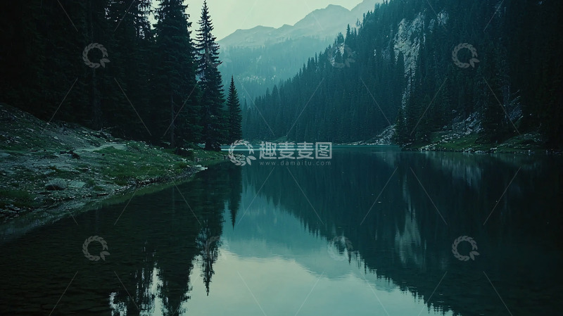 高清大图下载【趣麦麦图】山间湖泊倒影