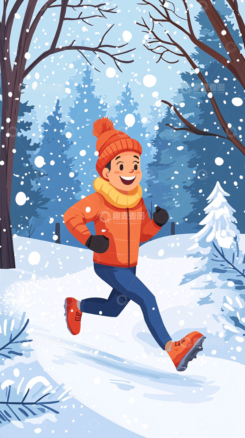 高清大图下载【趣麦麦图】冬季跑步