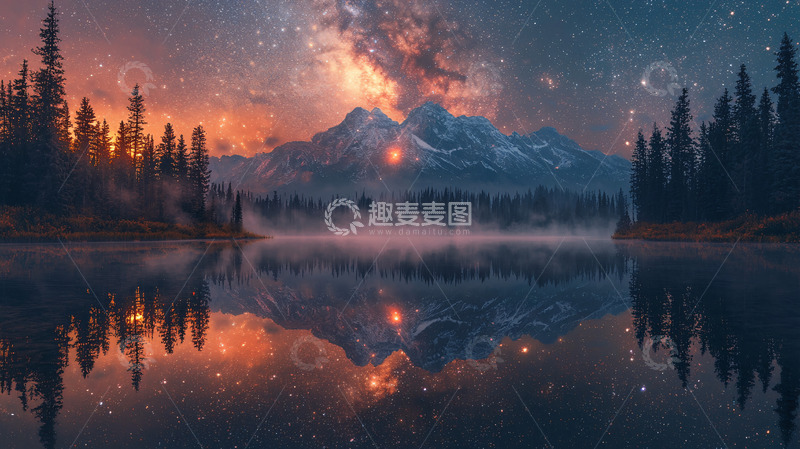 高清大图下载【趣麦麦图】星空倒影