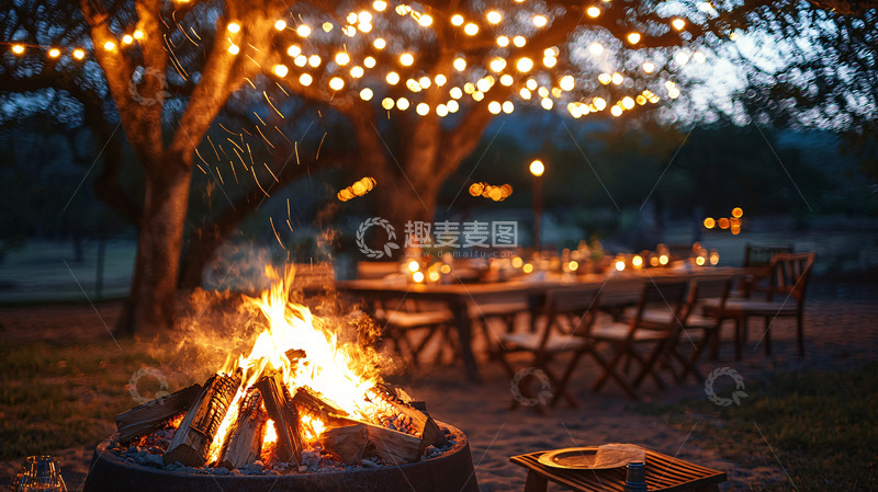 高清大图下载【趣麦麦图】篝火晚宴户外场景
