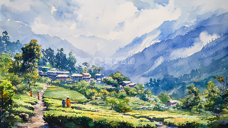 高清大图下载【趣麦麦图】水彩画风景
