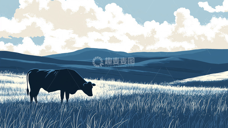高清大图下载【趣麦麦图】蓝调牧场牛