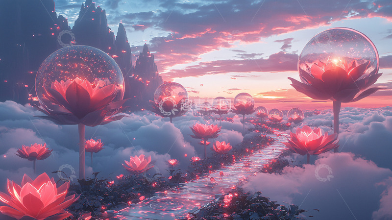 高清大图下载【趣麦麦图】奇幻莲花云海