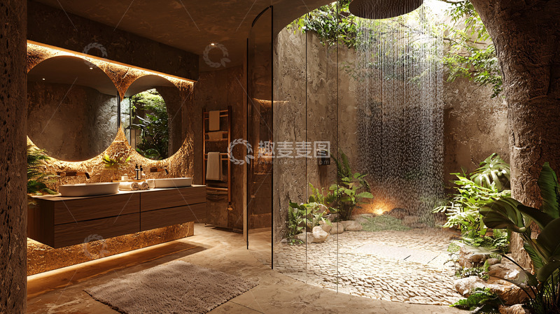 高清大图下载【趣麦麦图】室内瀑布淋浴设计