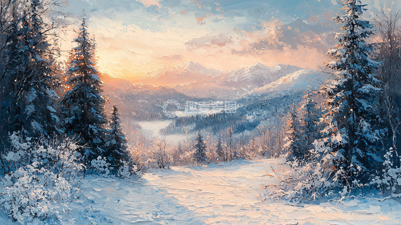 高清大图下载【趣麦麦图】雪山日出10