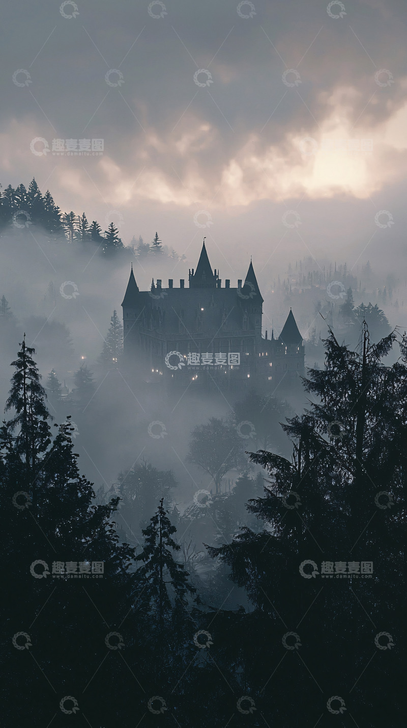 高清大图下载【趣麦麦图】雾中城堡