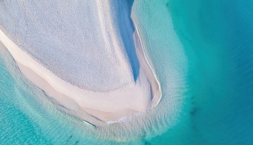 俯瞰马尔代夫海水与白沙勾勒的美景