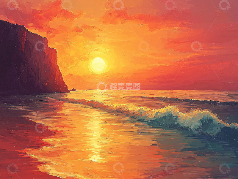 高清大图下载【趣麦麦图】日落海景