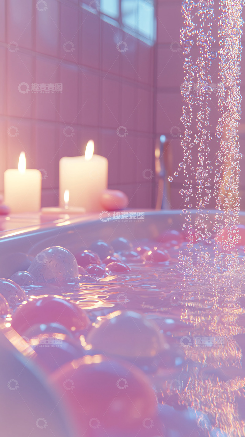 高清大图下载【趣麦麦图】粉色泡泡浴