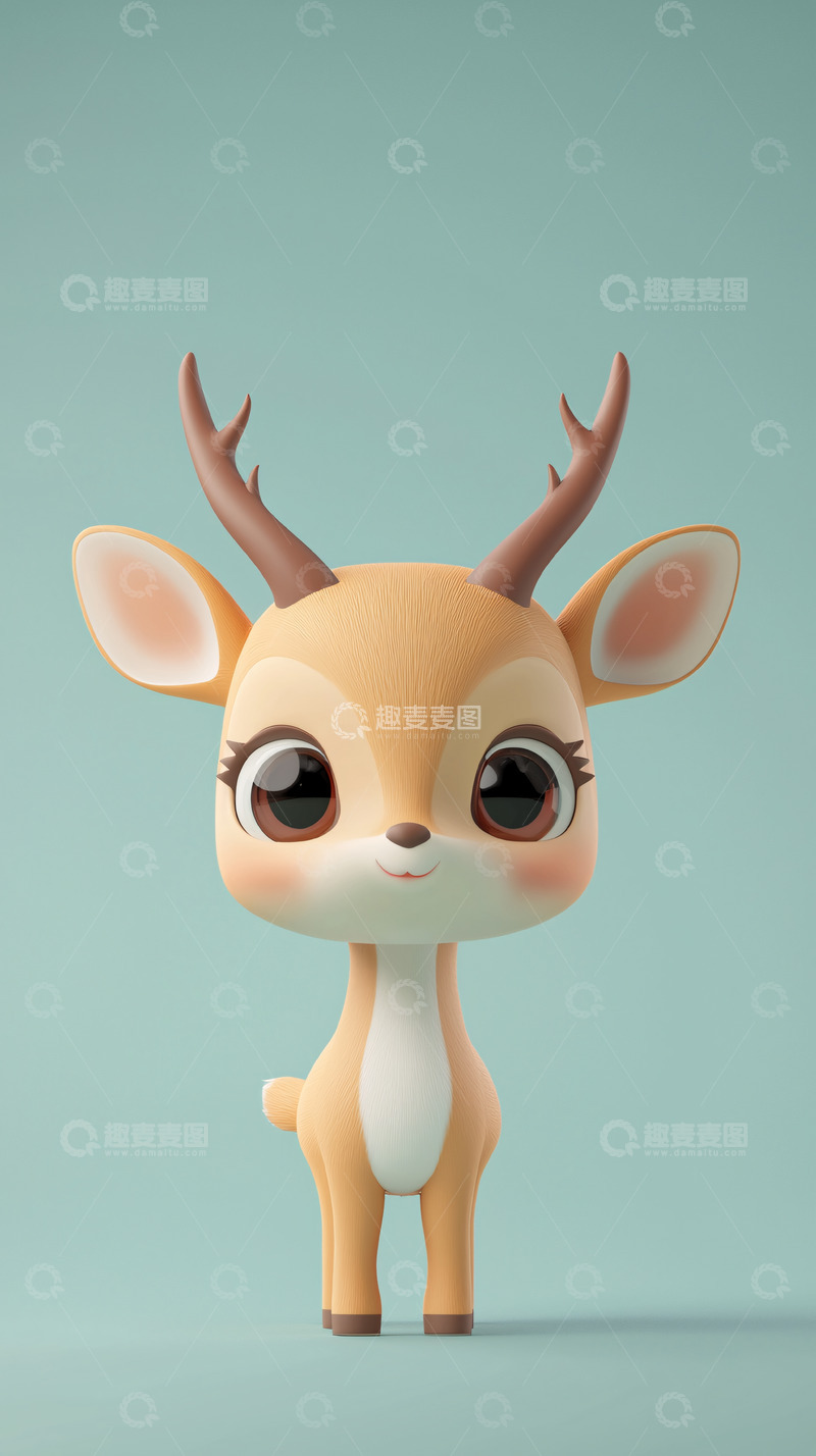 高清大图下载【趣麦麦图】萌系卡通小鹿