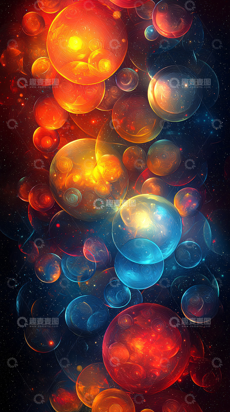 高清大图下载【趣麦麦图】绚丽多彩的泡泡