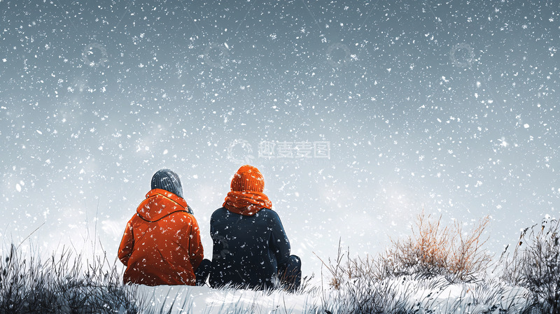 高清大图下载【趣麦麦图】雪中情侣