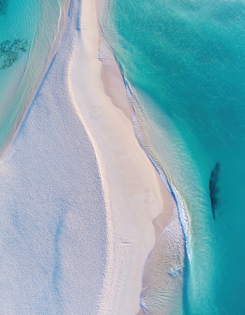 高清大图下载【趣麦麦图】俯瞰马尔代夫蓝白交织的绝美海滨线