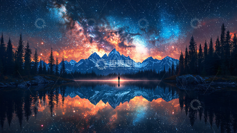 高清大图下载【趣麦麦图】星空倒影