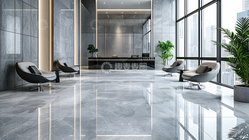 高清大图下载【趣麦麦图】现代化大楼大理石地面大厅