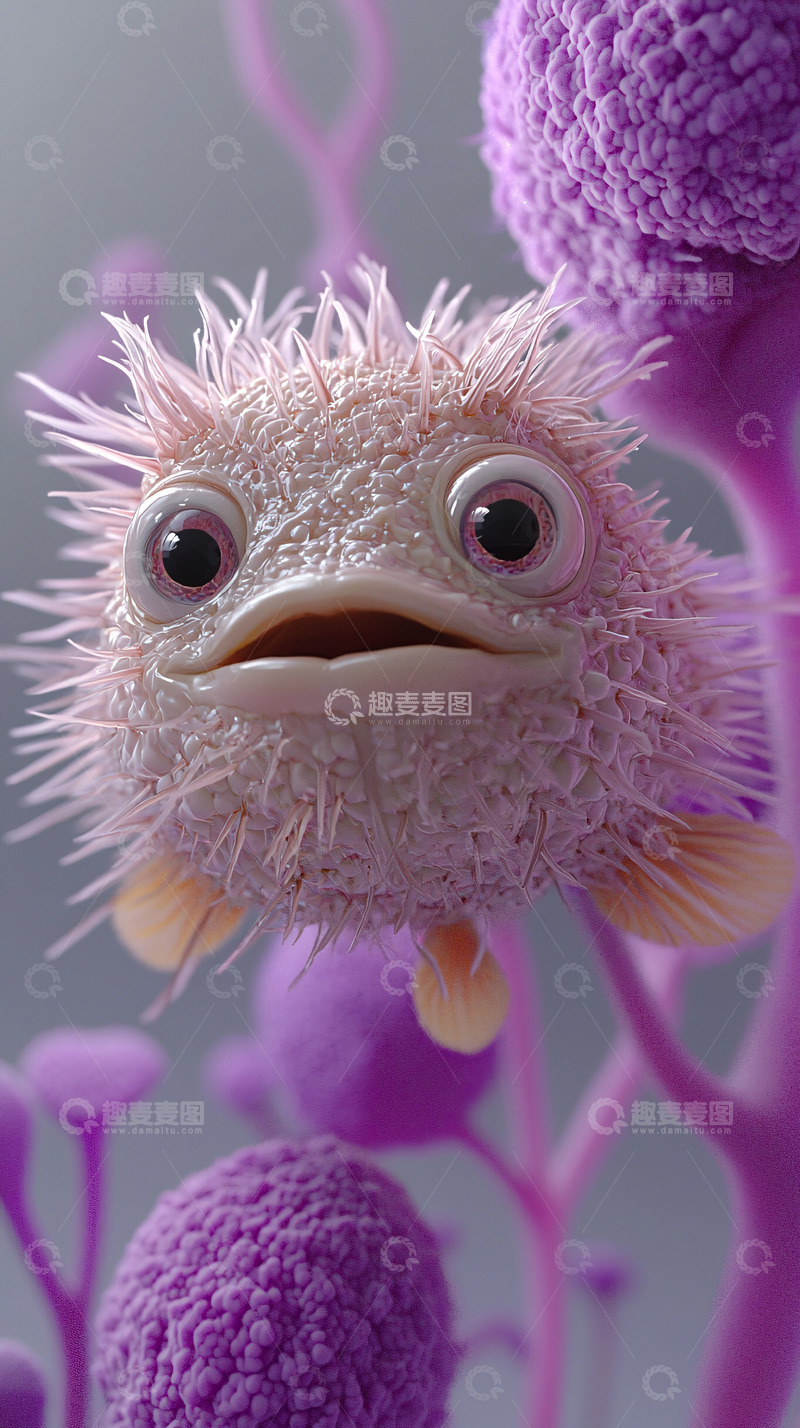 高清大图下载【趣麦麦图】可爱毛茸茸的卡通小鱼