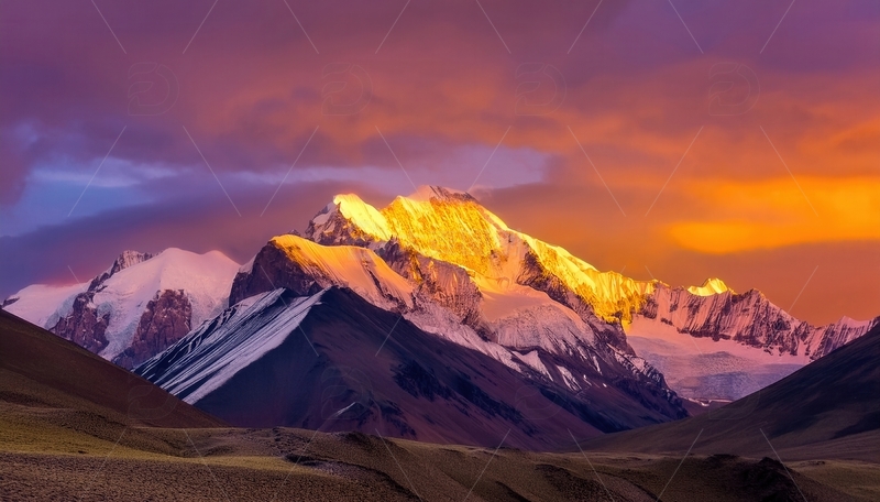 高清大图下载【趣麦麦图】霞光笼罩下的壮美喜马拉雅山峦