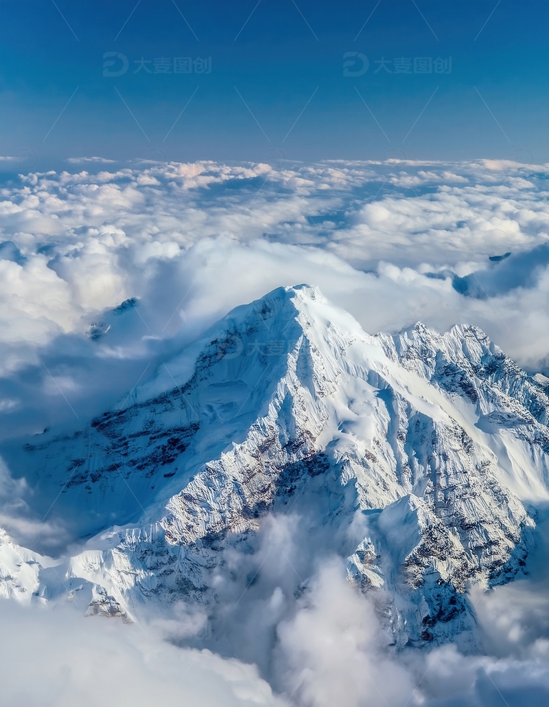 高清大图下载【趣麦麦图】云海之上巍峨的喜马拉雅雪峰1