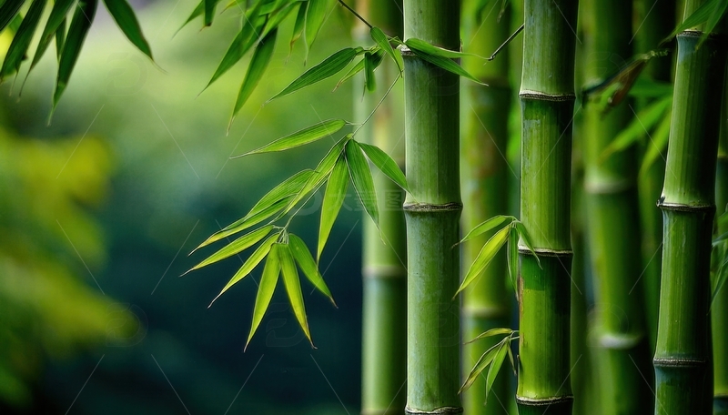 高清大图下载【趣麦麦图】近赏翠绿挺拔的生机竹子特写