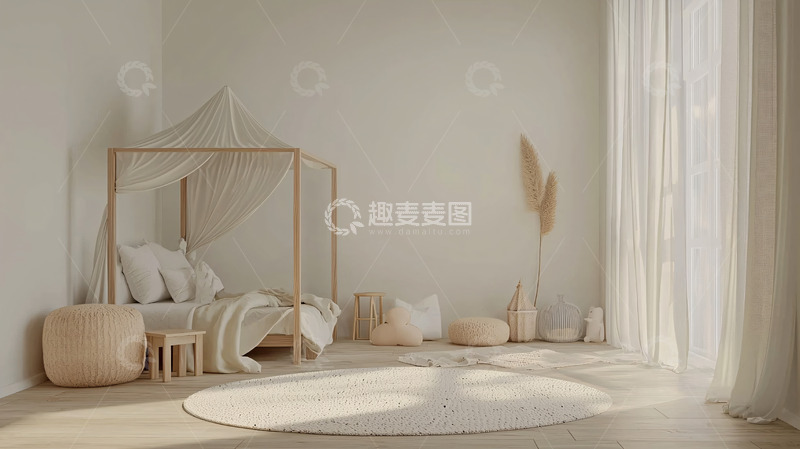 高清大图下载【趣麦麦图】极简风儿童房温馨卧室