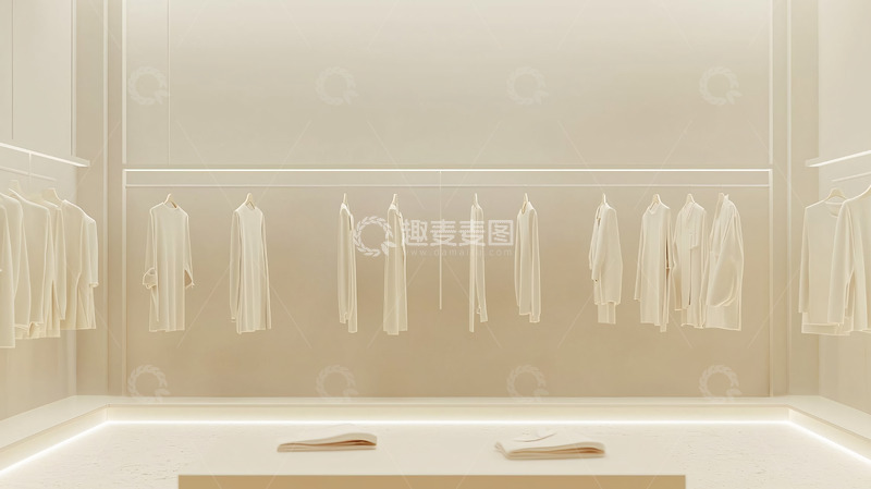 高清大图下载【趣麦麦图】极简风白色服装陈列