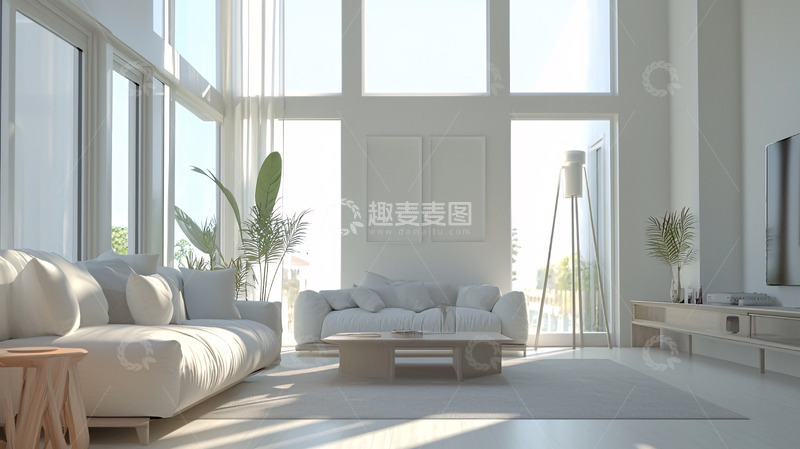 高清大图下载【趣麦麦图】现代简约明亮客厅