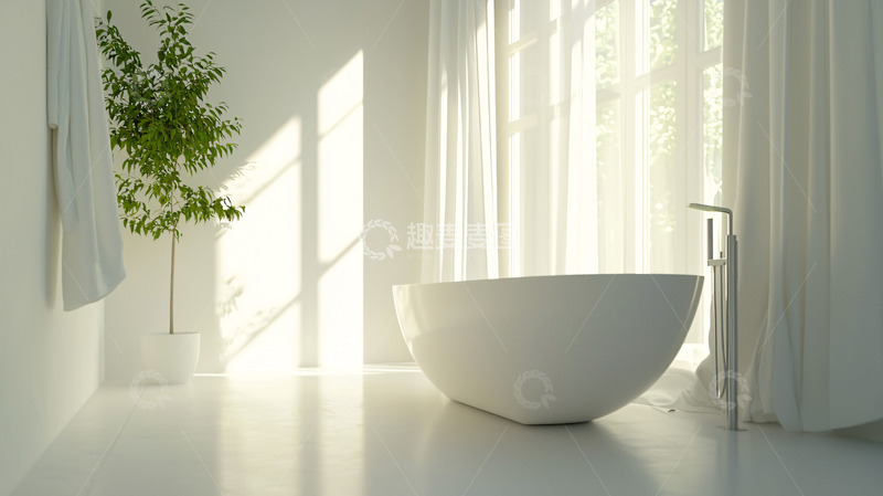 高清大图下载【趣麦麦图】极简白色浴室