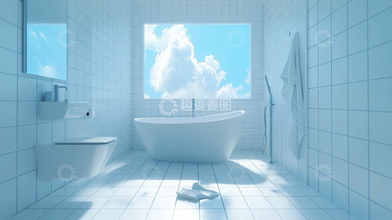高清大图下载【趣麦麦图】极简风白色浴室