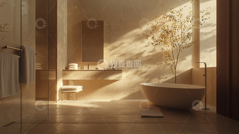 高清大图下载【趣麦麦图】极简风阳光浴室