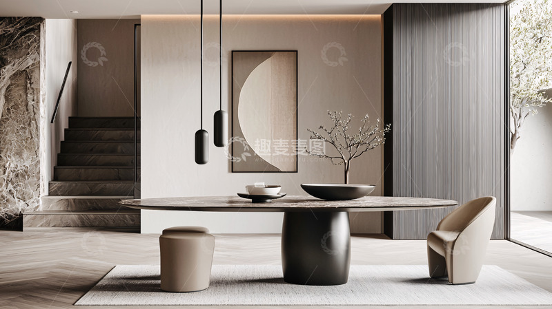高清大图下载【趣麦麦图】现代极简风餐厅设计