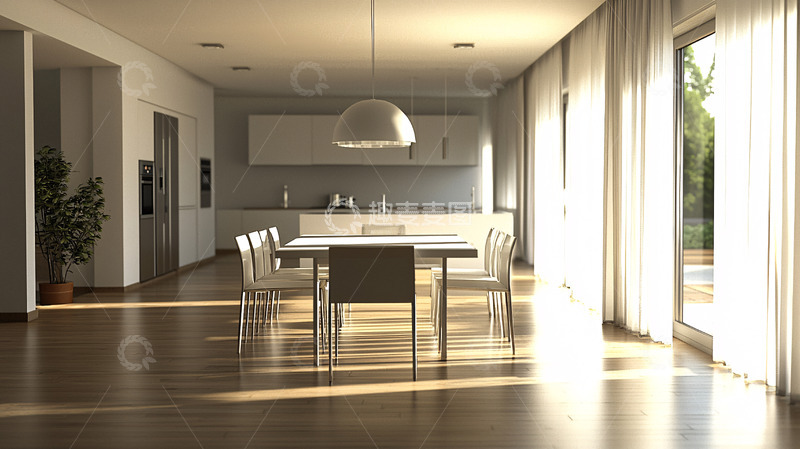 高清大图下载【趣麦麦图】现代简约开放式厨房餐厅