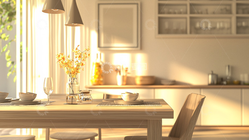 高清大图下载【趣麦麦图】温暖阳光洒满餐厅