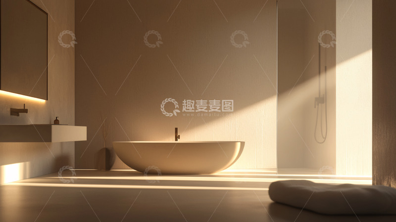 高清大图下载【趣麦麦图】极简风米色浴室