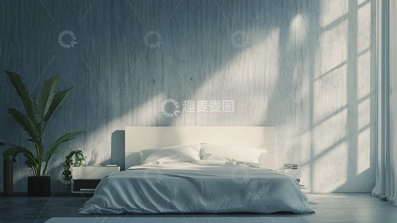 高清大图下载【趣麦麦图】极简卧室阳光洒落地毯