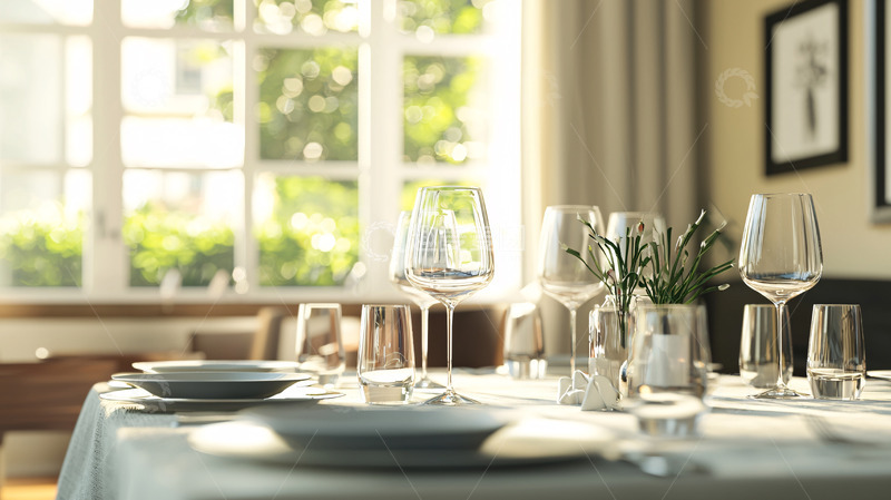 高清大图下载【趣麦麦图】阳光洒进餐厅餐桌