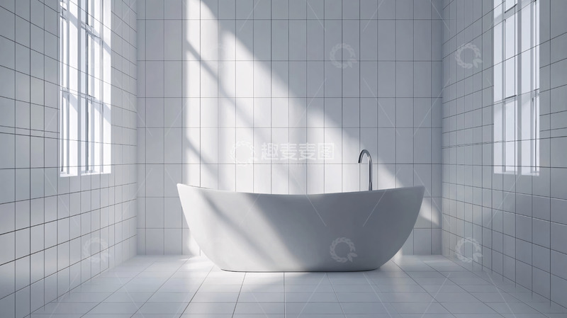 高清大图下载【趣麦麦图】极简风格白色浴室
