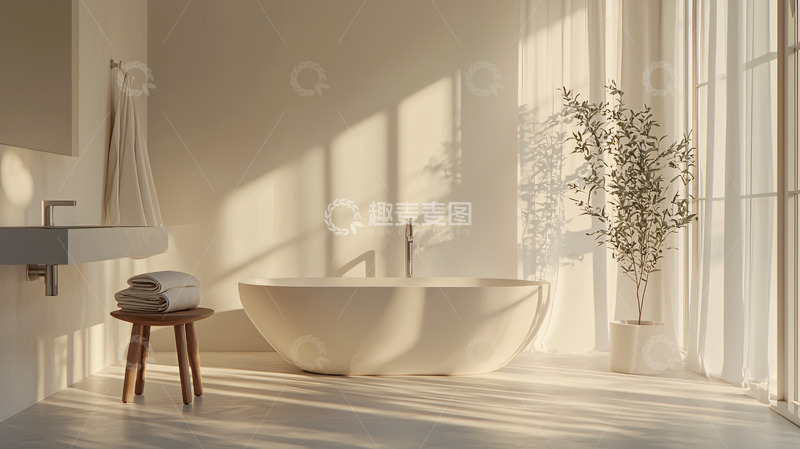 高清大图下载【趣麦麦图】极简风现代化明亮浴室