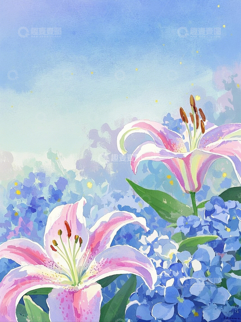 高清大图下载【趣麦麦图】水彩花卉10