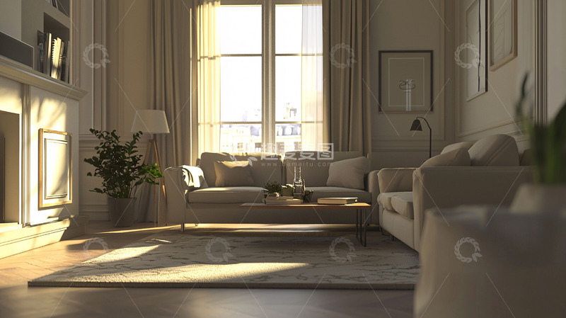 高清大图下载【趣麦麦图】阳光洒进客厅的沙发