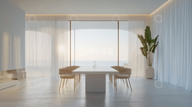 高清大图下载【趣麦麦图】极简白色现代餐厅