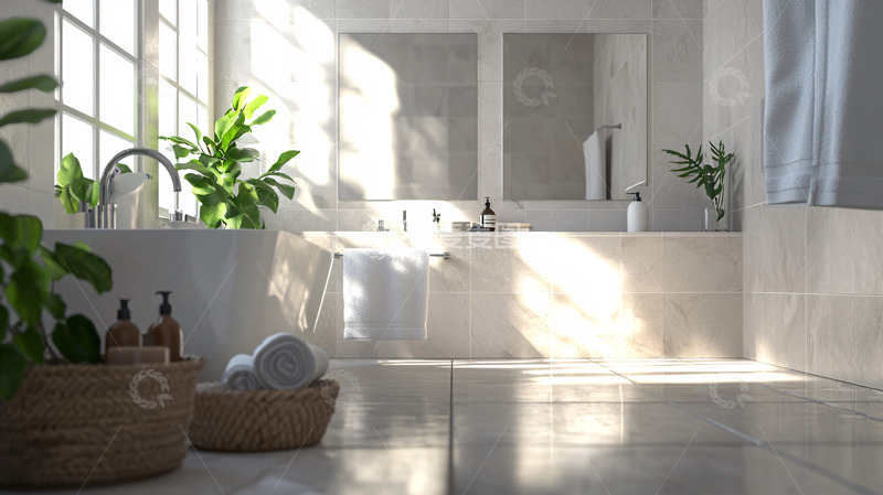 高清大图下载【趣麦麦图】极简风格明亮浴室