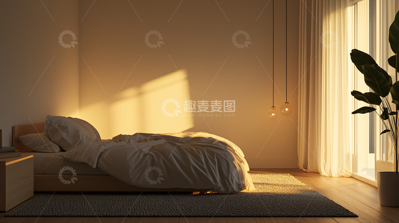 高清大图下载【趣麦麦图】温暖阳光洒满卧室