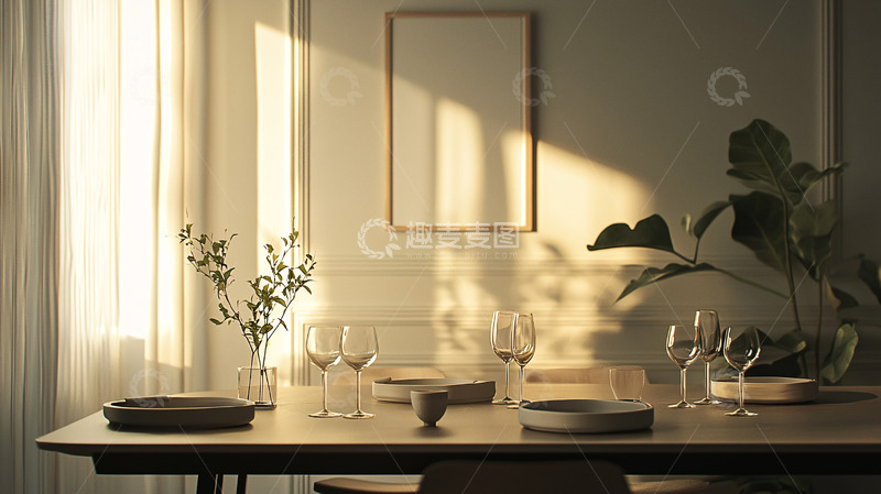高清大图下载【趣麦麦图】阳光洒落餐桌
