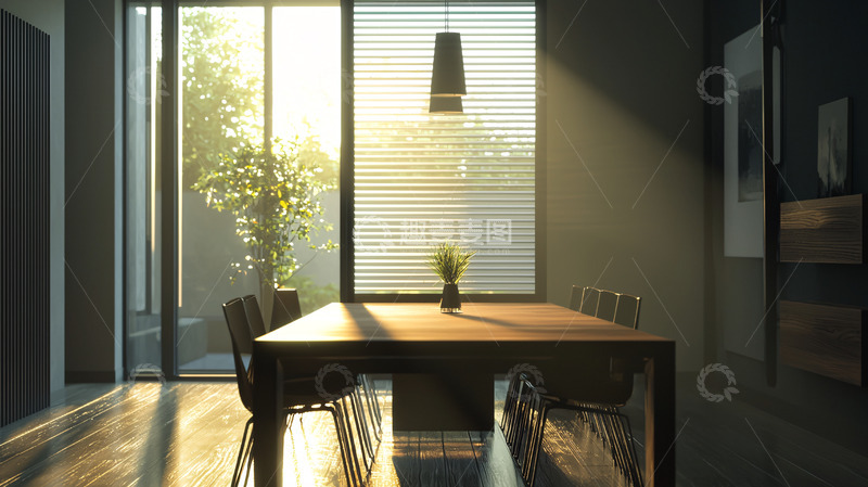 高清大图下载【趣麦麦图】阳光洒落木质餐桌