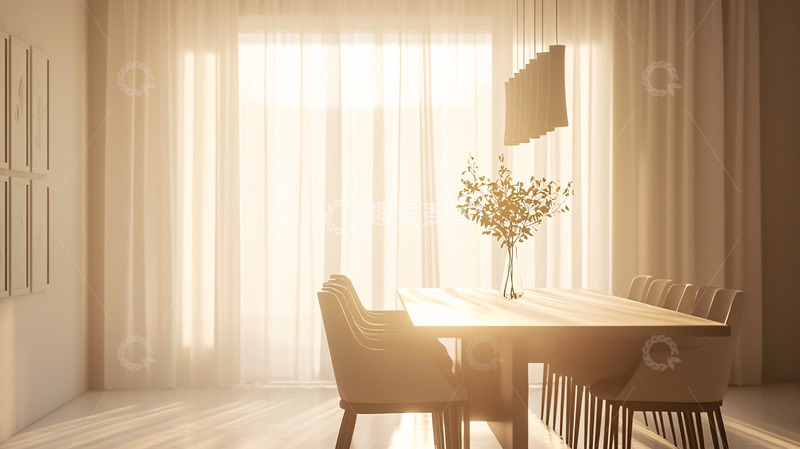 高清大图下载【趣麦麦图】阳光洒进简约餐厅