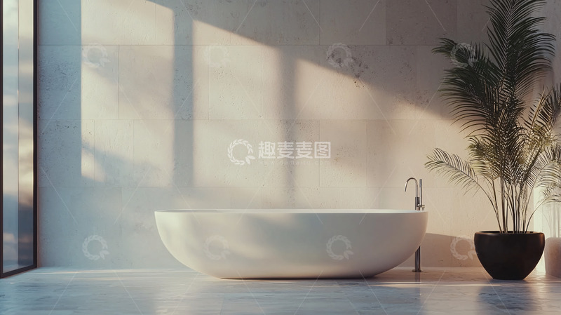 高清大图下载【趣麦麦图】极简风格浴缸阳光照射