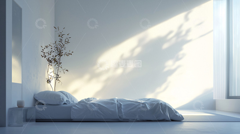 高清大图下载【趣麦麦图】极简风卧室阳光洒满房间