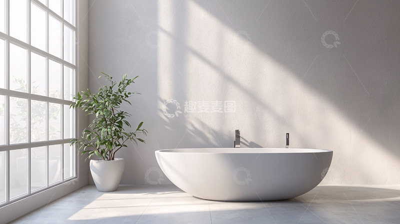 高清大图下载【趣麦麦图】极简风白色浴缸