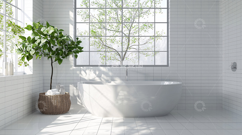 高清大图下载【趣麦麦图】极简风格白色浴室