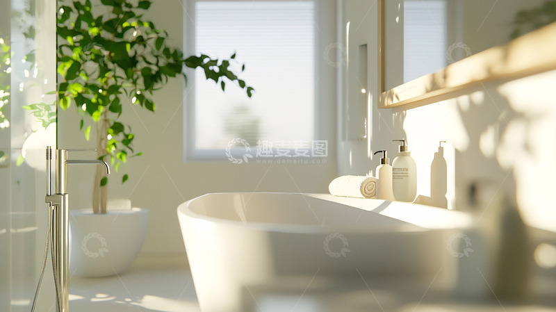 高清大图下载【趣麦麦图】极简风白色浴室